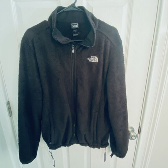 Vintage The North Face Jacket Womens XL Black Full Zip Fleece Fuzzy Coat - Picture 1 of 5